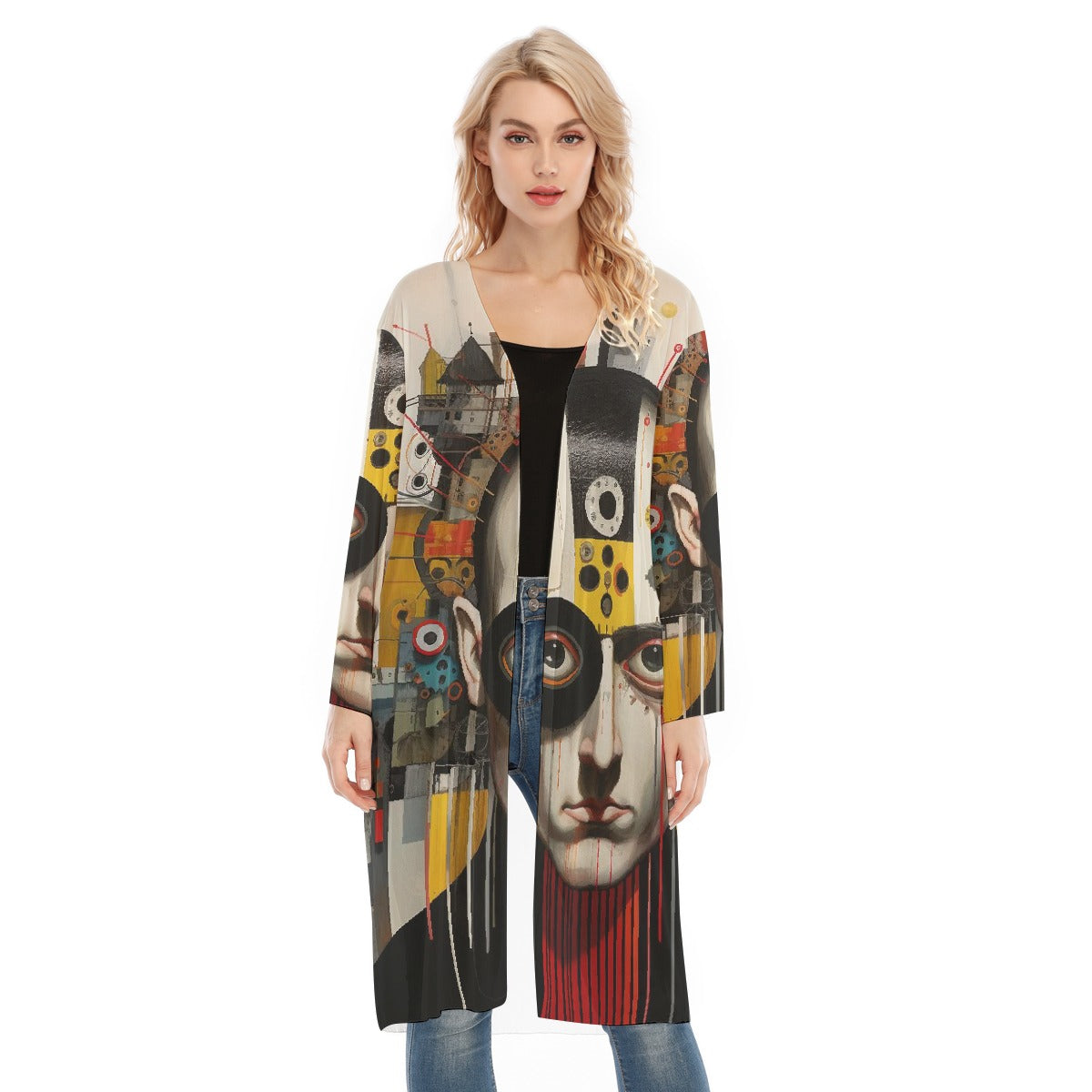 All- Over Print Women's Long Sleeve Mesh Cardigan