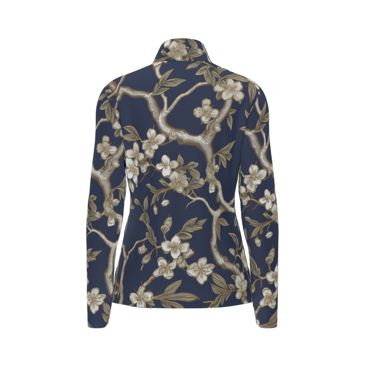 All-Over Print Women's Sports Collar Jersey With Long Sleeve