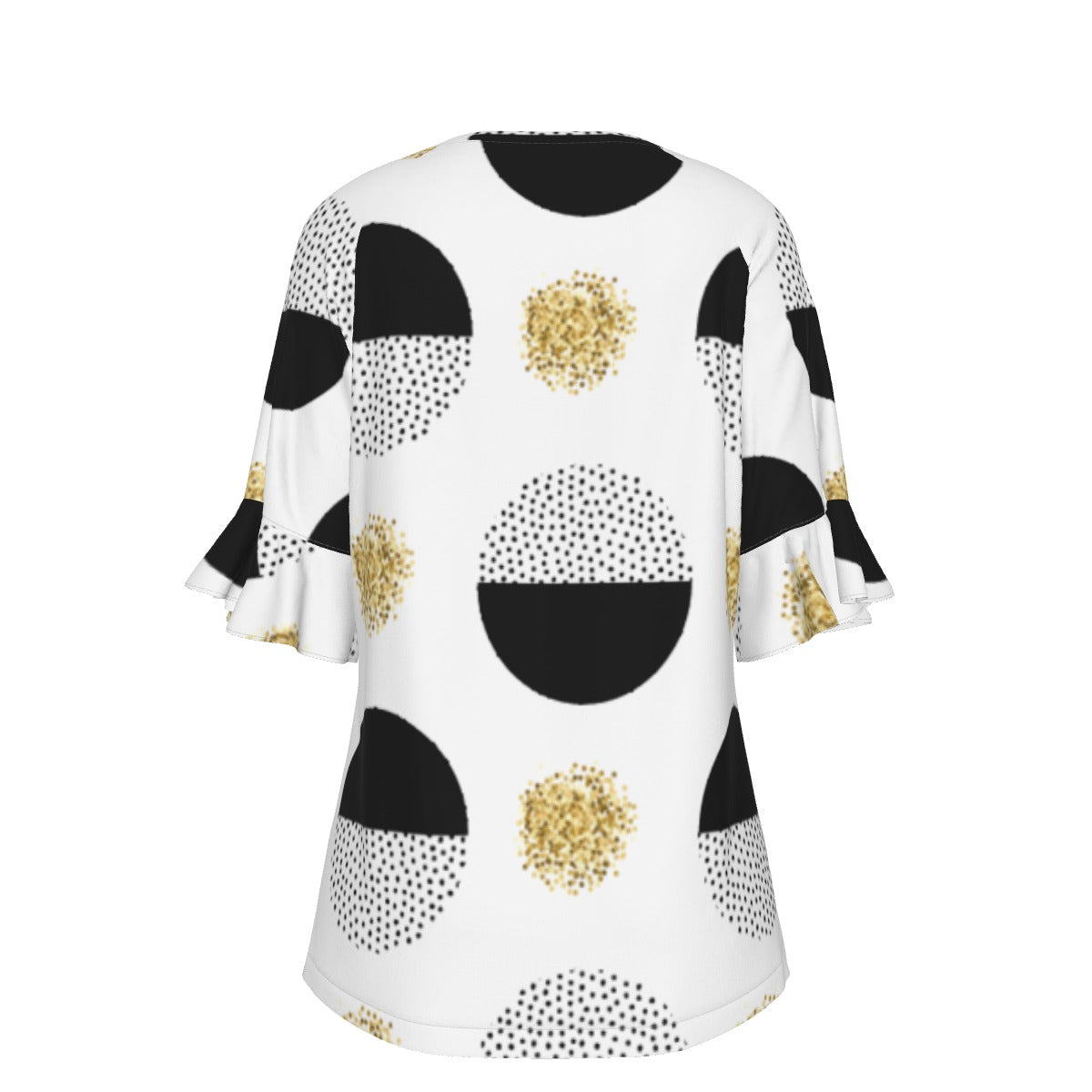 All-Over Print V-neck Women's T-shirt With Bell Sleeve