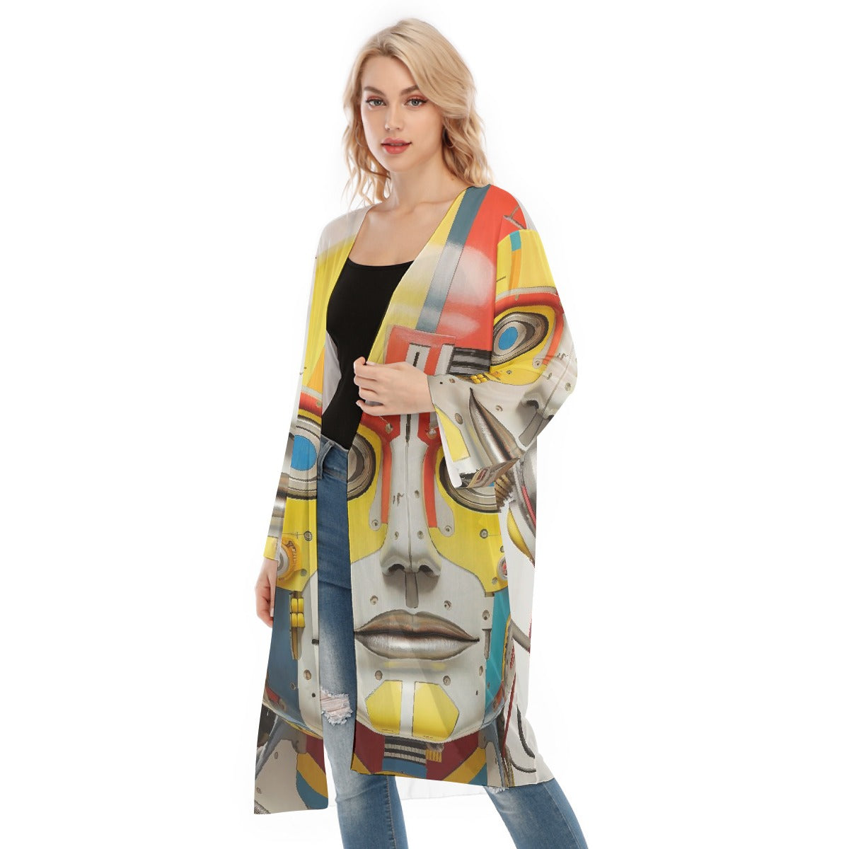 All- Over Print Women's Long Sleeve Mesh Cardigan