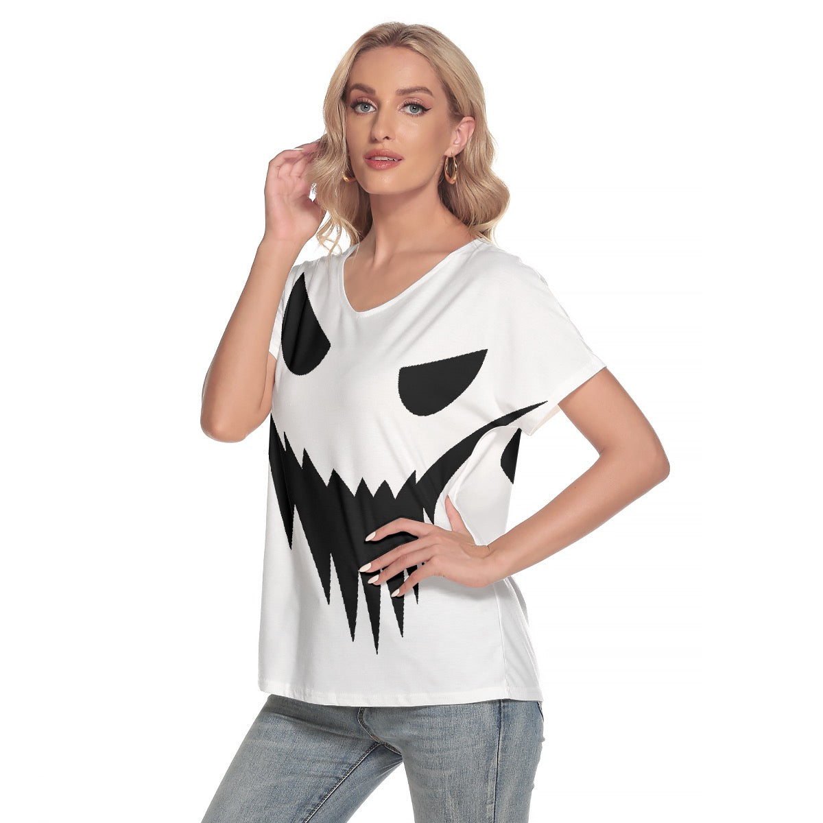 All-Over Print Women's Loose V-neck Short Sleeve T-shirt