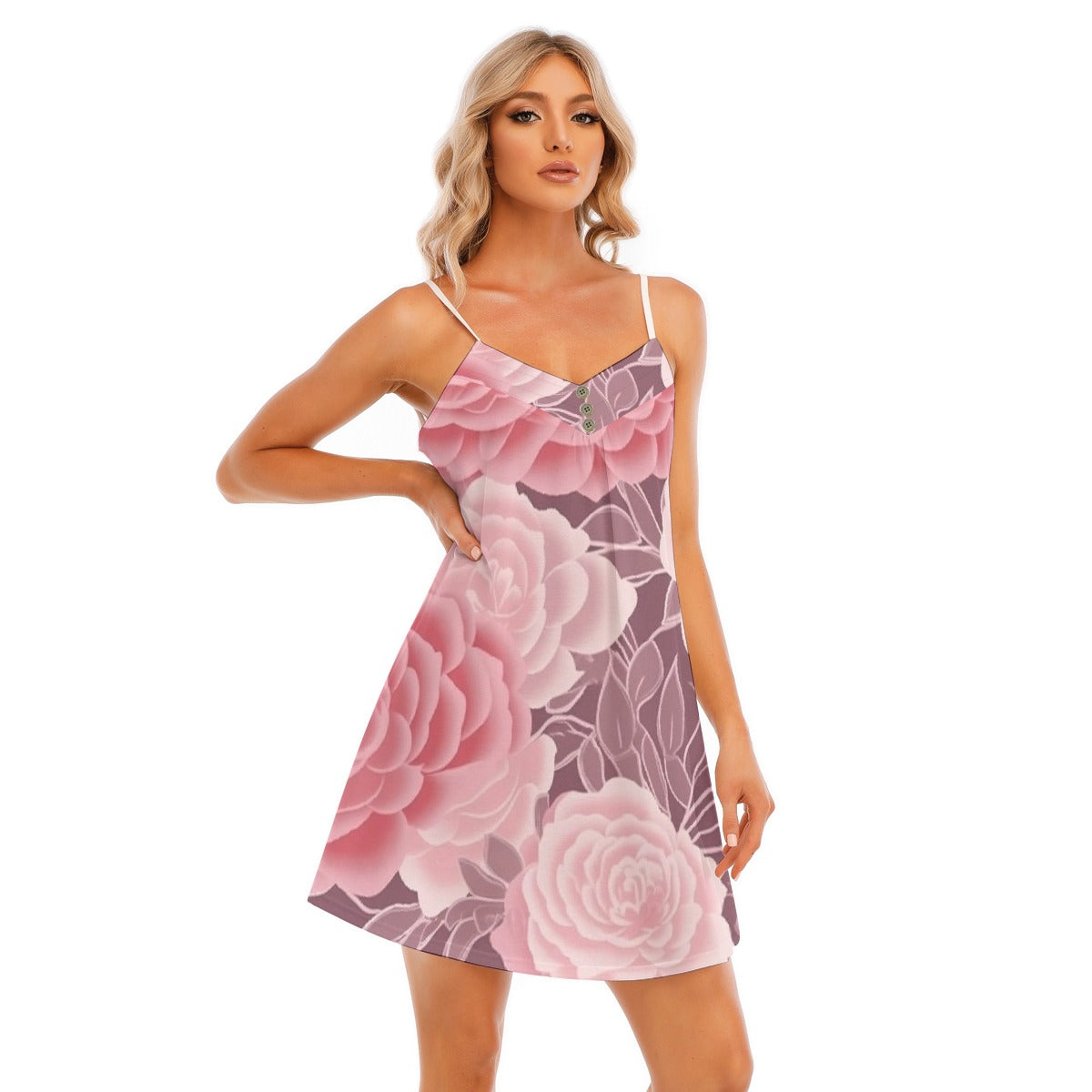 All-Over Print Women's V-neck Cami Dress