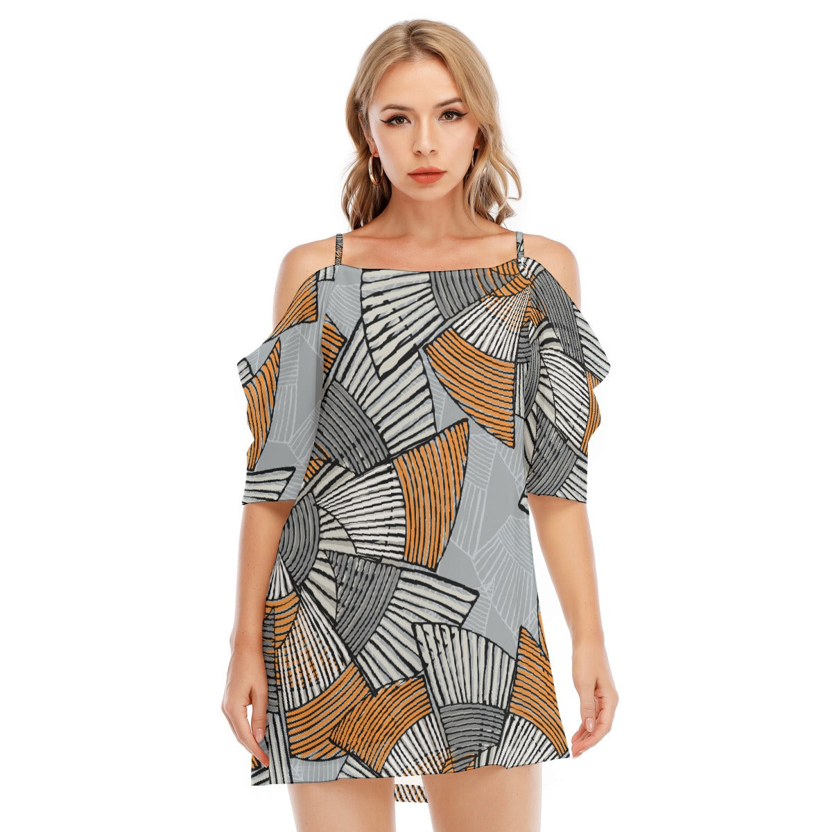 All-Over Print Women's Off-shoulder Cami Dress