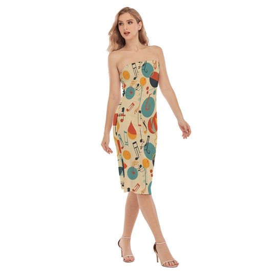 All-Over Print Women's Side Split Tube Top Dress