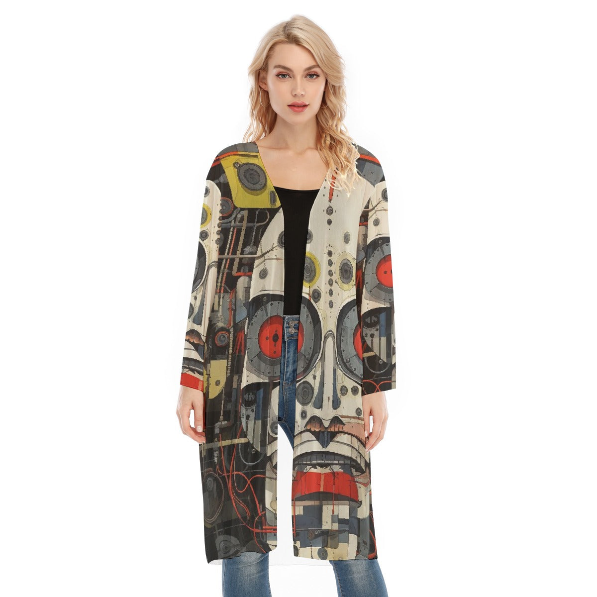 All- Over Print Women's Long Sleeve Mesh Cardigan