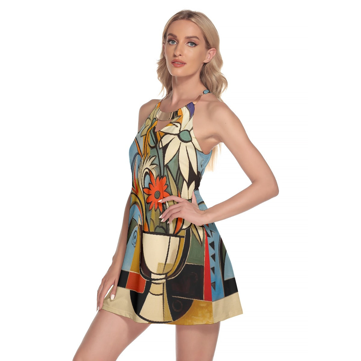 All-Over Print Women's Round Neck Above Knee Dress