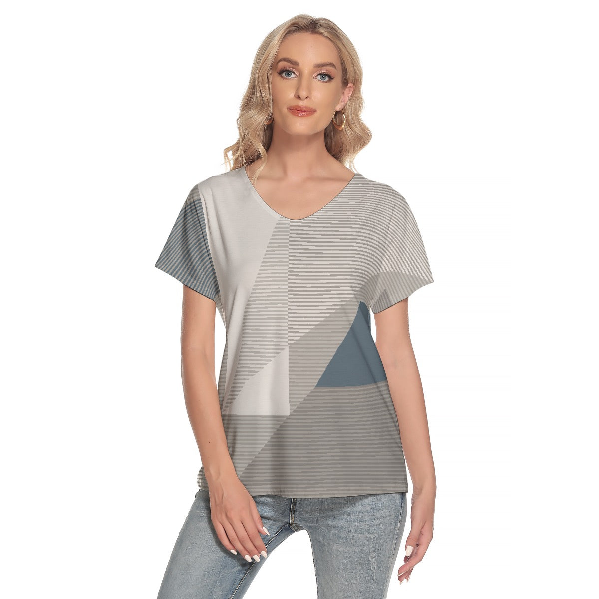 All-Over Print Women's Loose V-neck Short Sleeve T-shirt