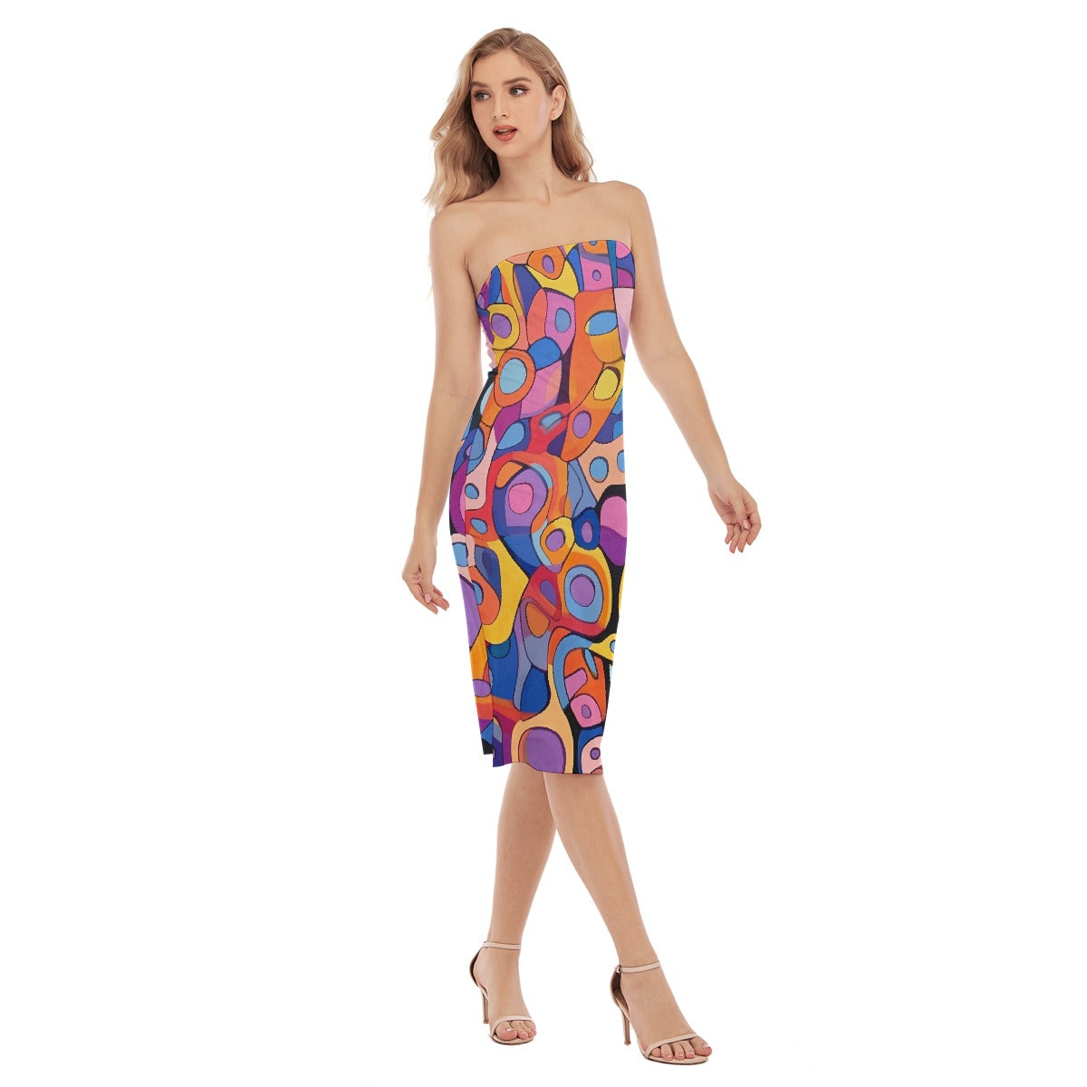 All-Over Print Women's Side Split Tube Top Dress