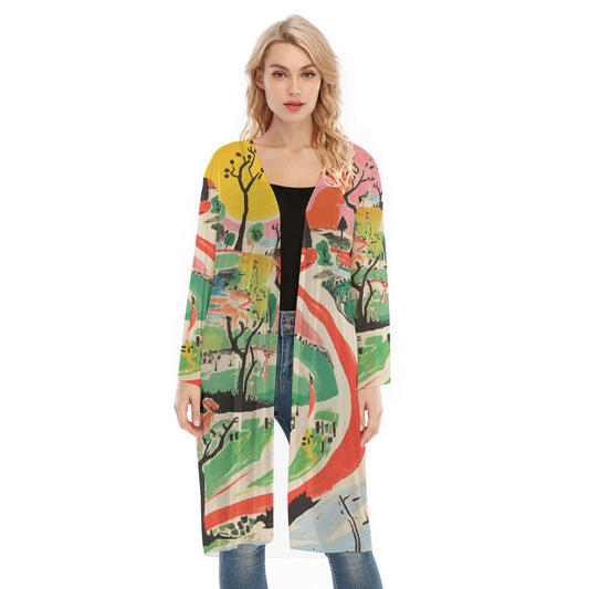 All- Over Print Women's Long Sleeve Mesh Cardigan