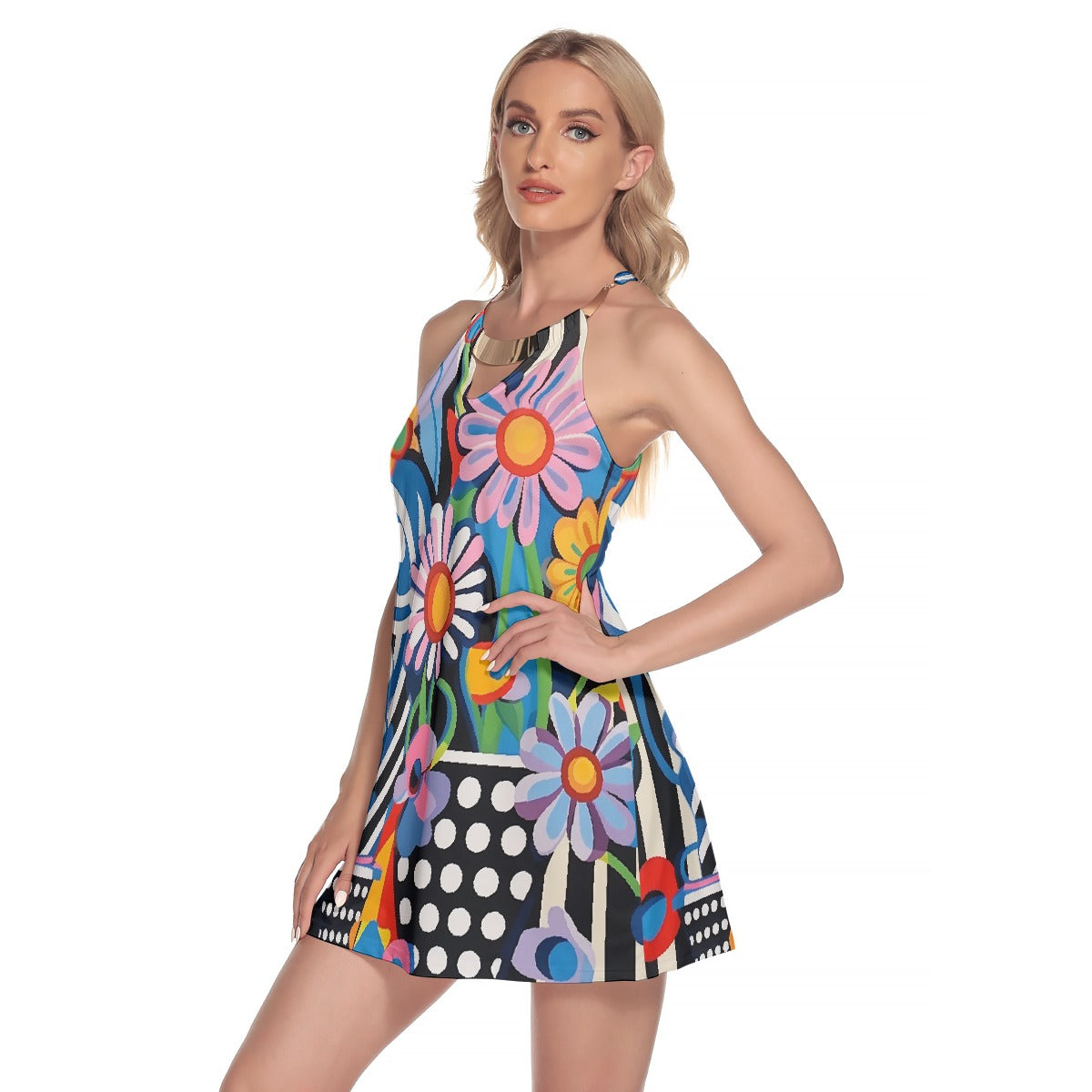 All-Over Print Women's Round Neck Above Knee Dress