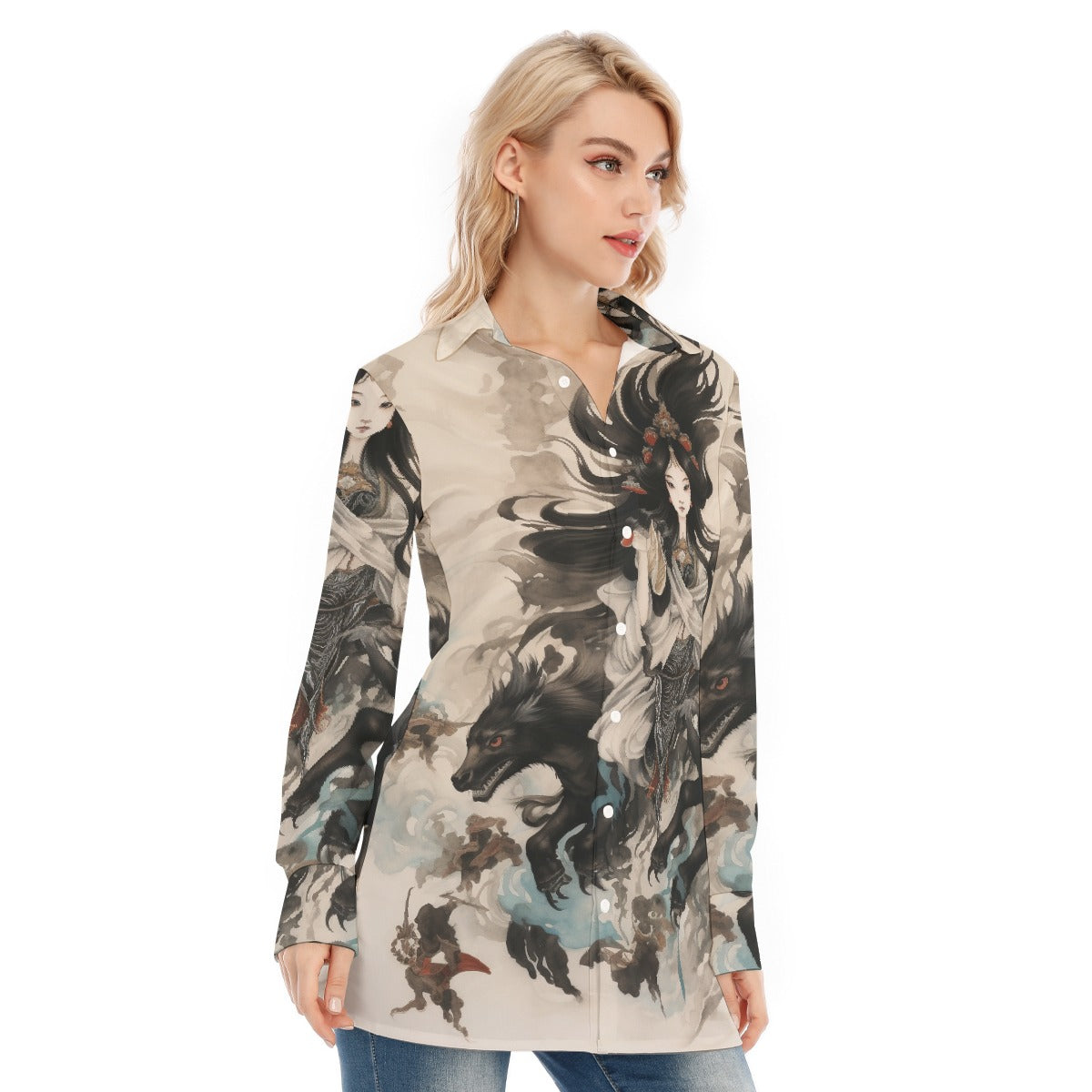 All-Over Print Women's Long Shirt