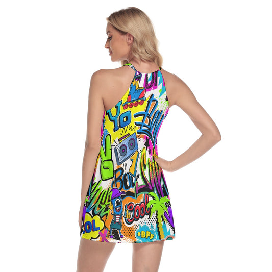 All-Over Print Women's Round Neck Above Knee Dress