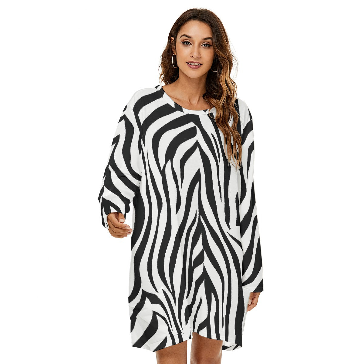 All-Over Print  Women's Loose Crew Neck Dress