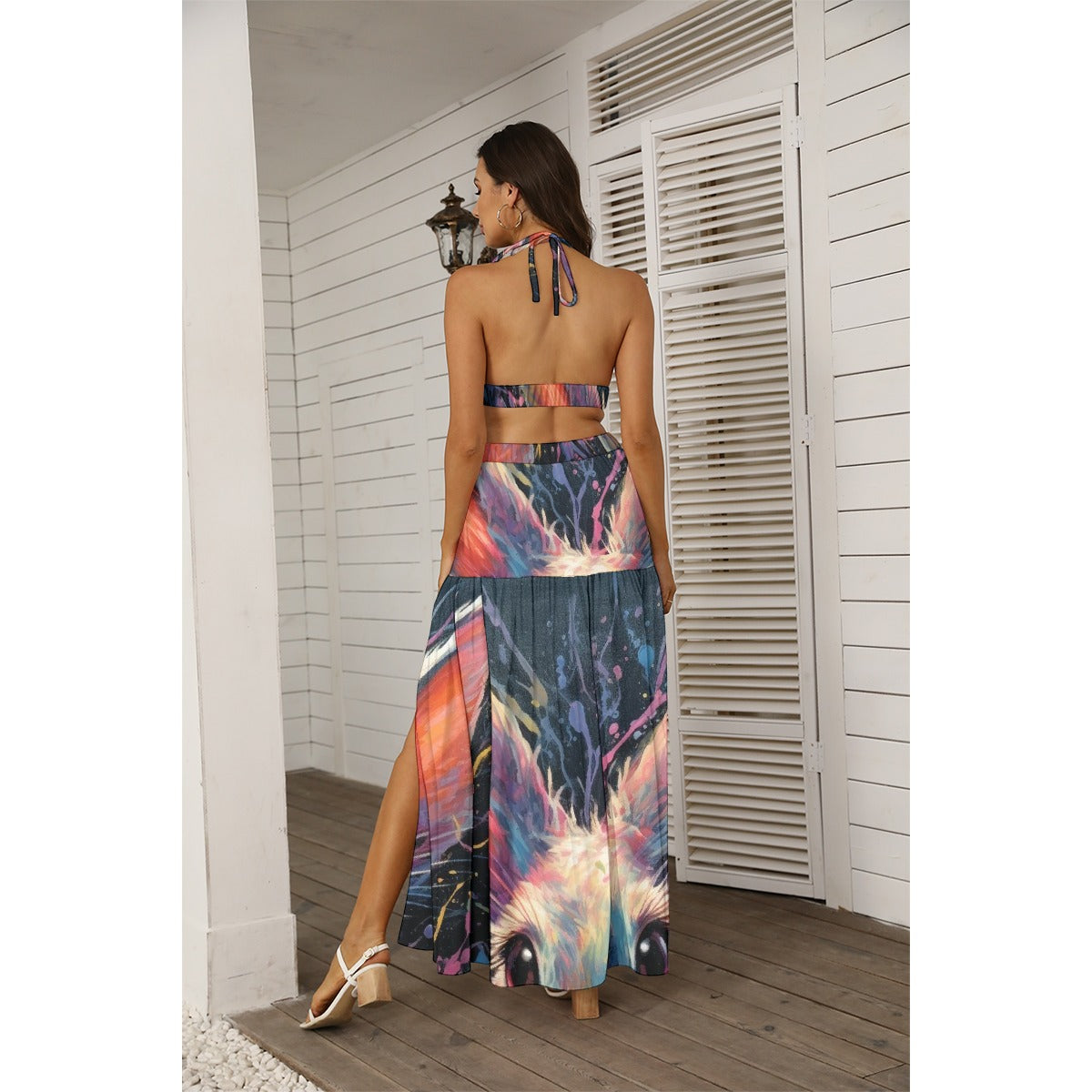 All-Over Print Women's Tie Back Wrap Dress