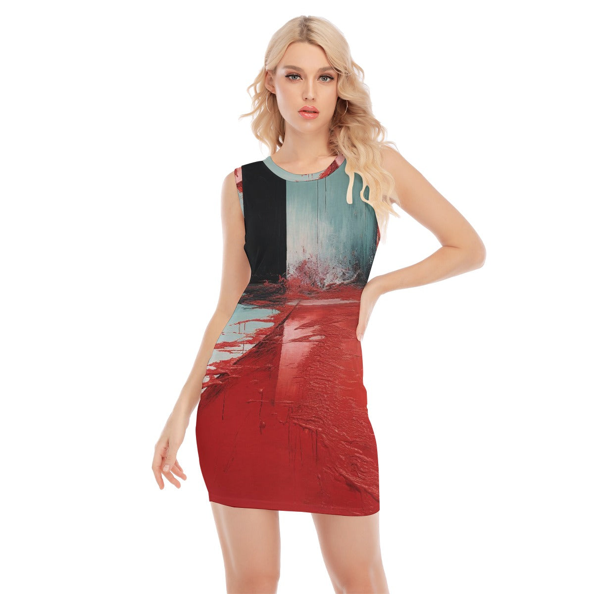 All-Over Print Women's O-neck Sleeveless Hip Skirt