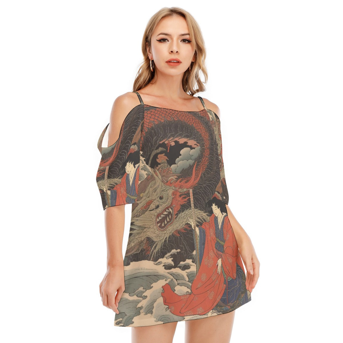 All-Over Print Women's Off-shoulder Cami Dress