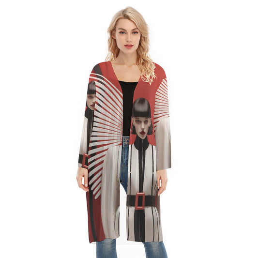 All- Over Print Women's Long Sleeve Mesh Cardigan