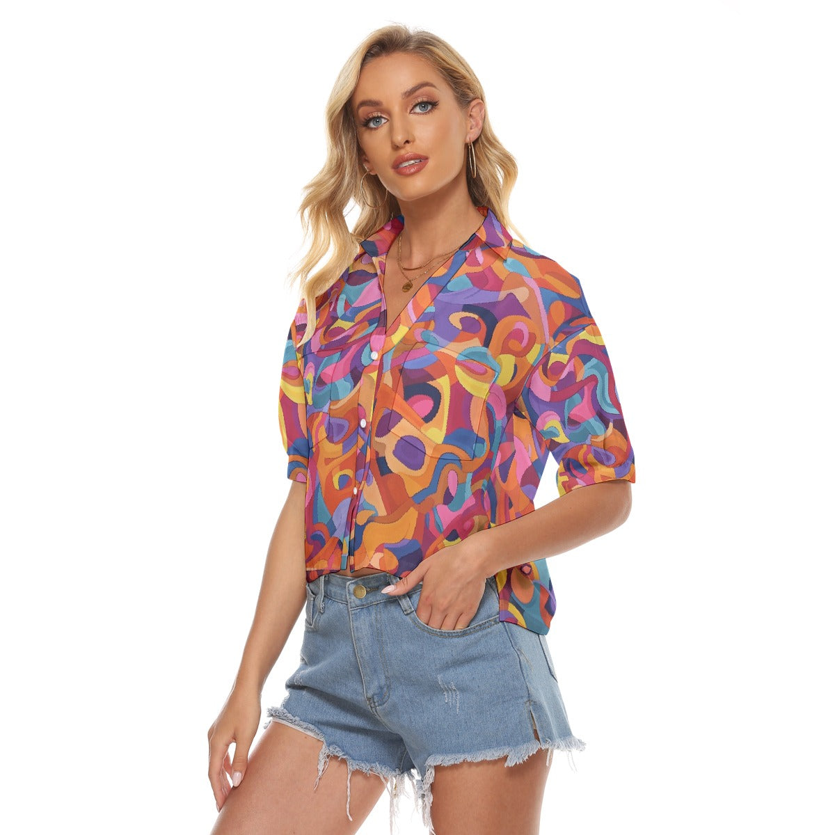 All-Over Print Women's V-neck Shirts