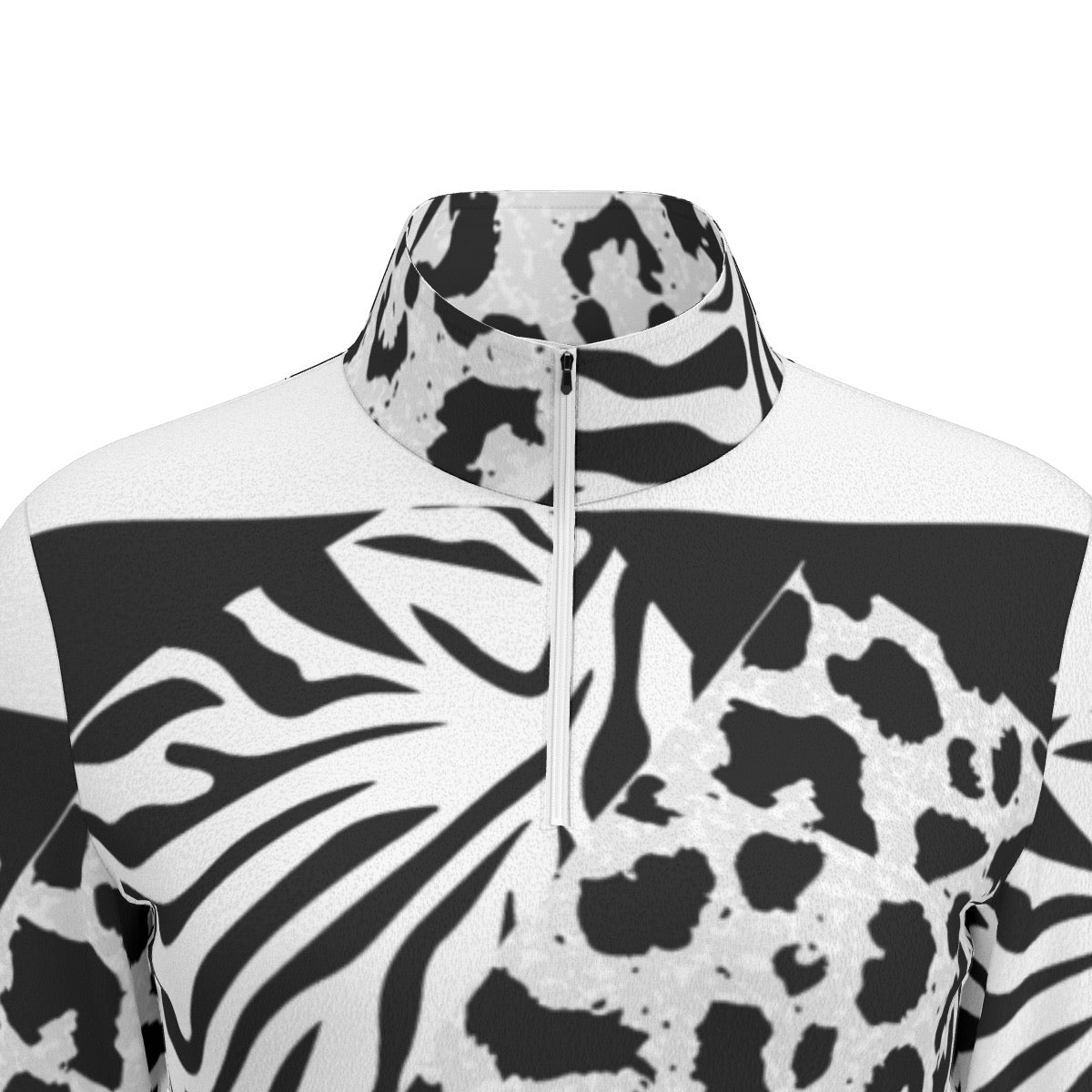 All-Over Print Women's Sports Collar Jersey With Long Sleeve