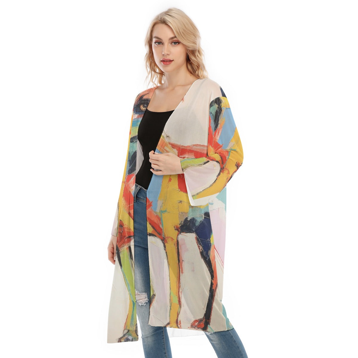 All- Over Print Women's Long Sleeve Mesh Cardigan