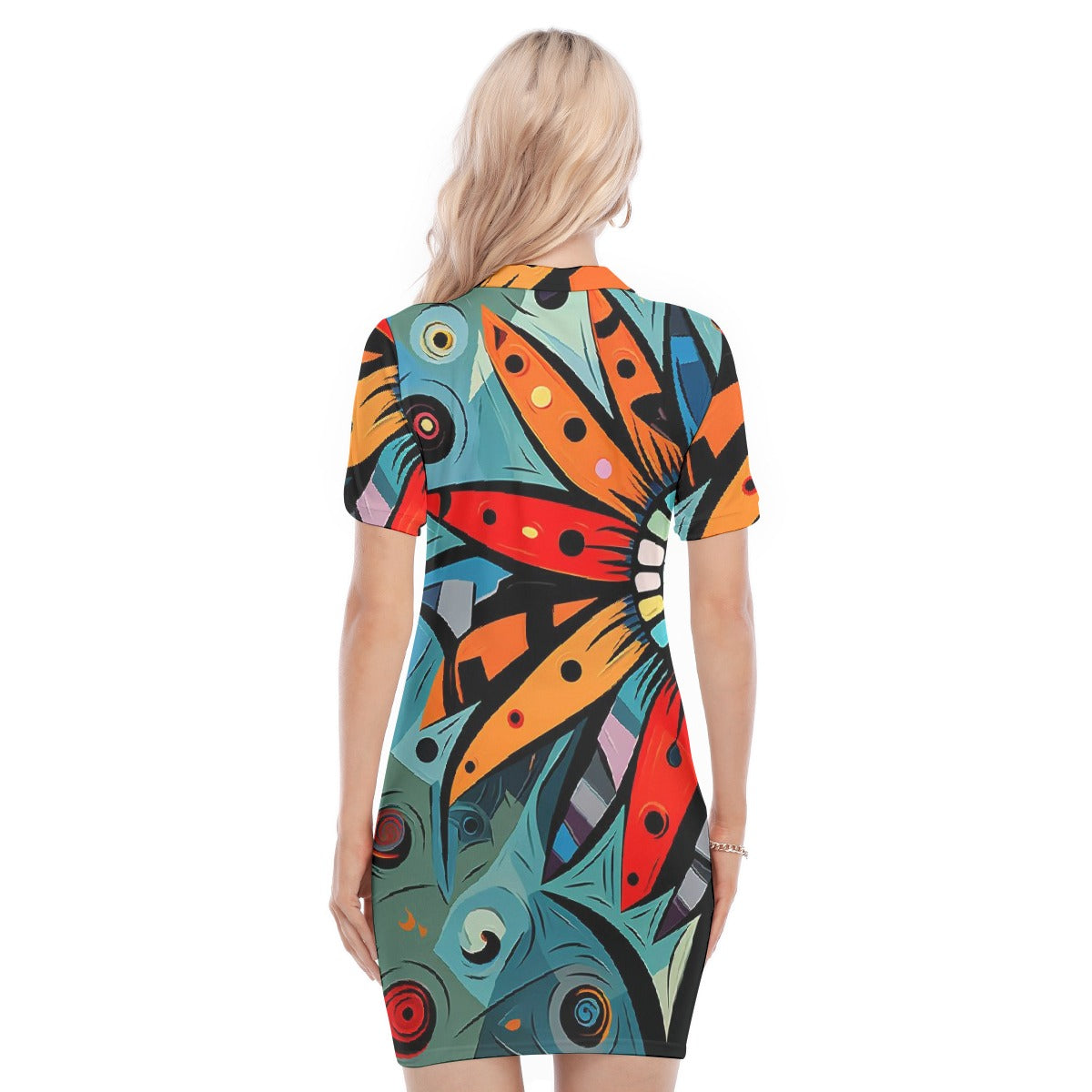 All-Over Print Women's Polo Collar Dress