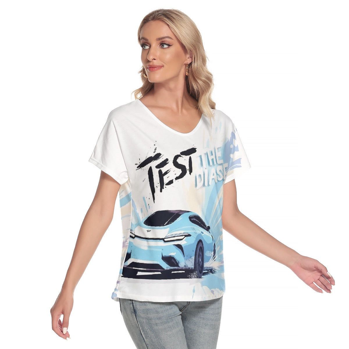 All-Over Print Women's Loose V-neck Short Sleeve T-shirt