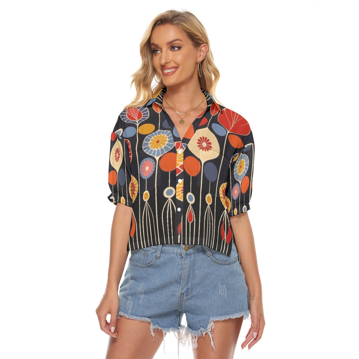 All-Over Print Women's V-neck Shirts