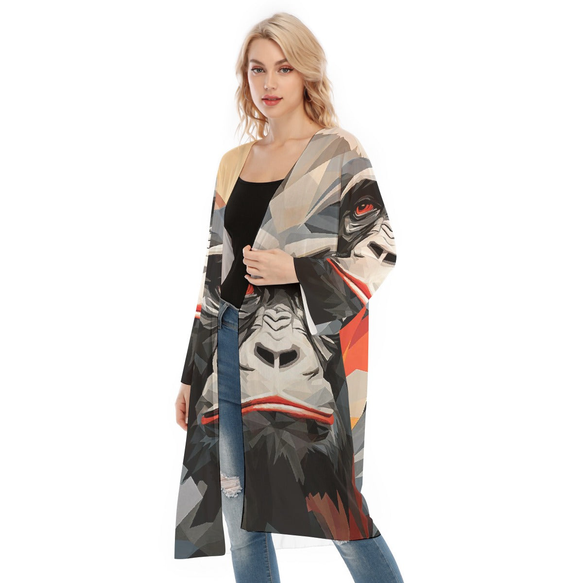 All- Over Print Women's Long Sleeve Mesh Cardigan