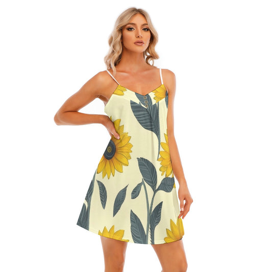 All-Over Print Women's V-neck Cami Dress