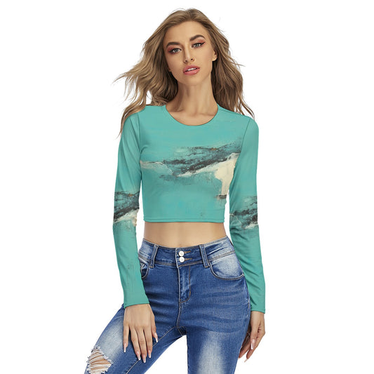 All-Over Print Women's Round Neck Crop Top T-Shirt