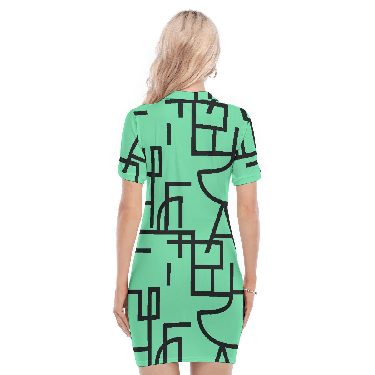 All-Over Print Women's Polo Collar Dress