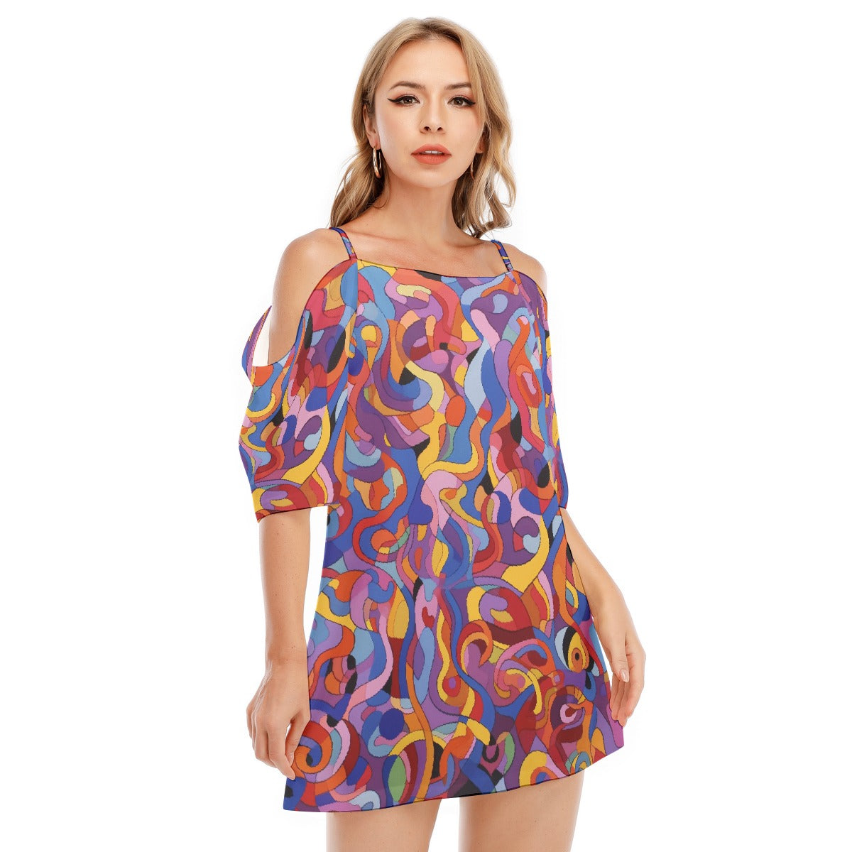 All-Over Print Women's Off-shoulder Cami Dress