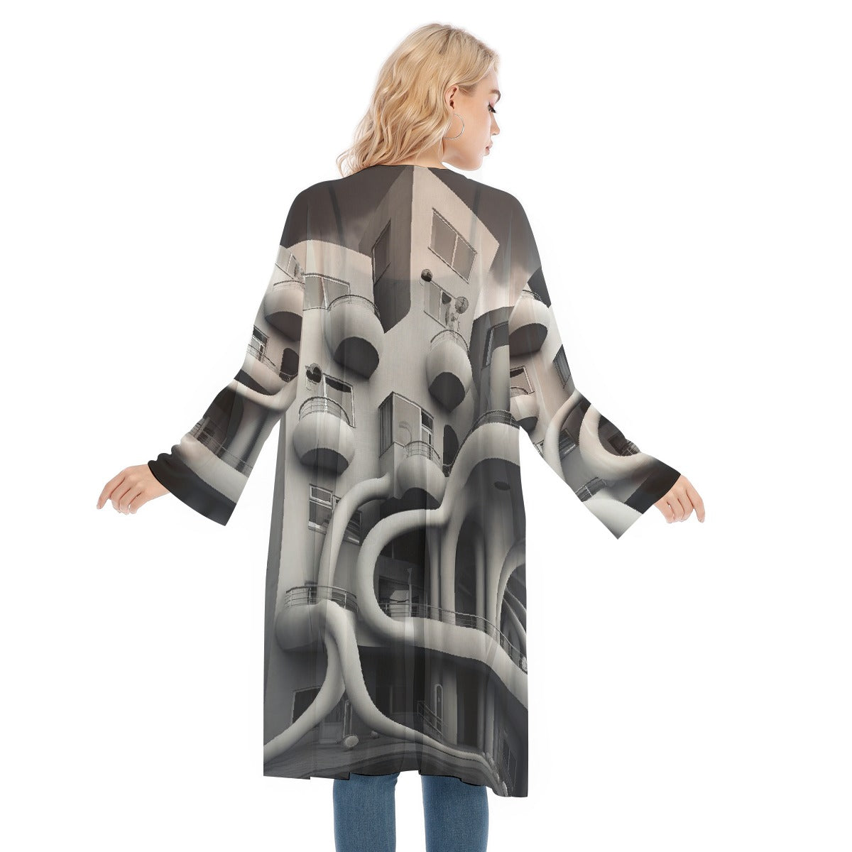 All- Over Print Women's Long Sleeve Mesh Cardigan