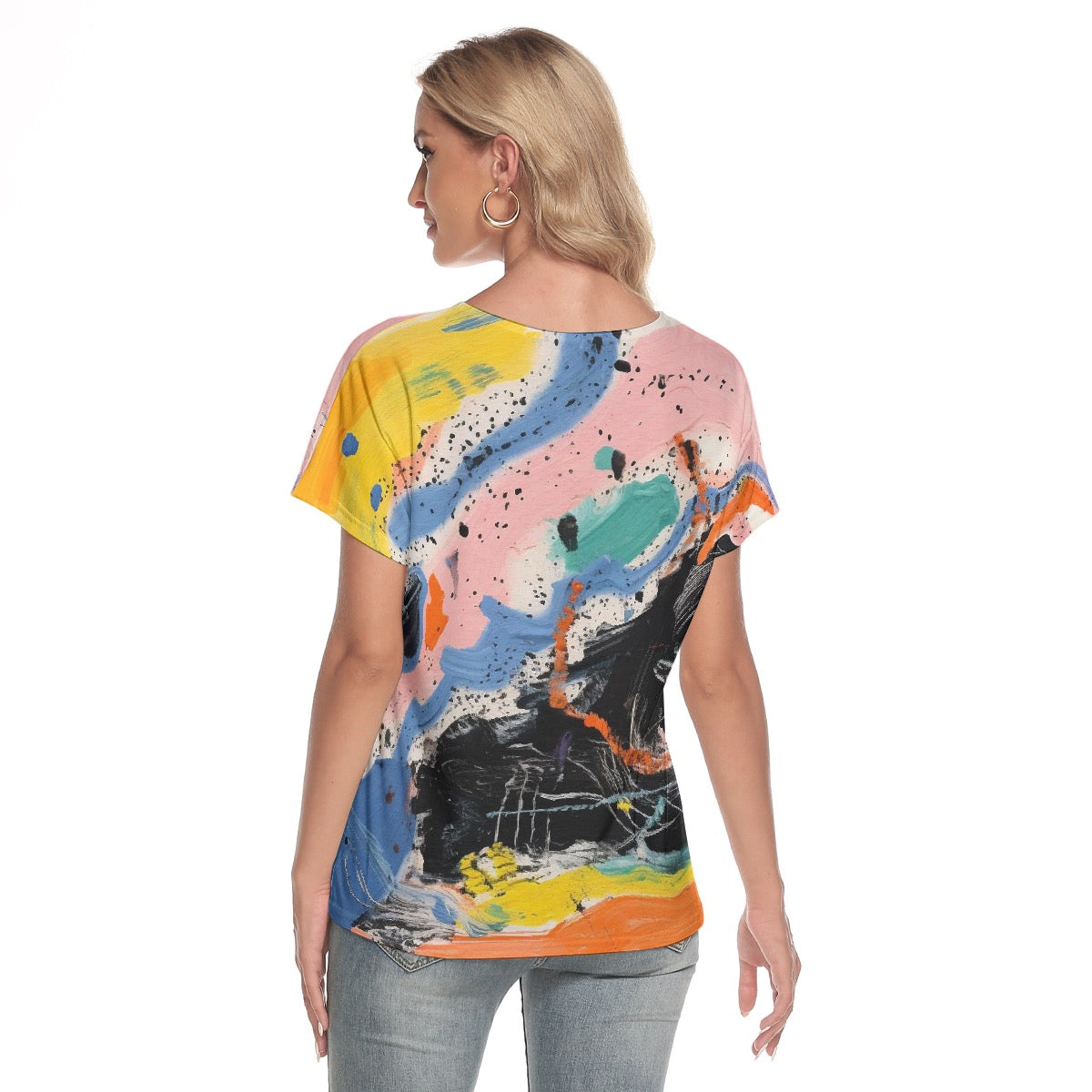 All-Over Print Women's Loose V-neck Short Sleeve T-shirt