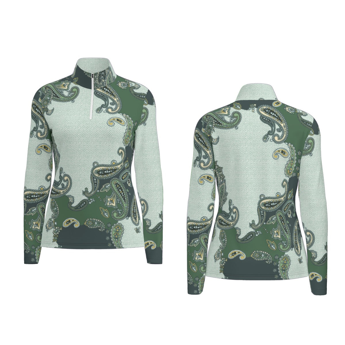 All-Over Print Women's Sports Collar Jersey With Long Sleeve