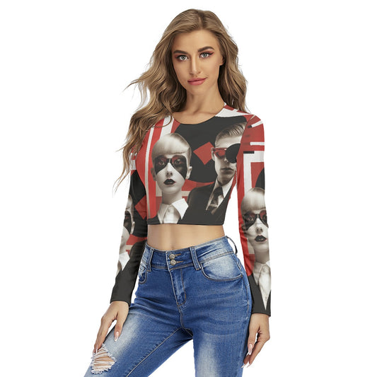 All-Over Print Women's Round Neck Crop Top T-Shirt