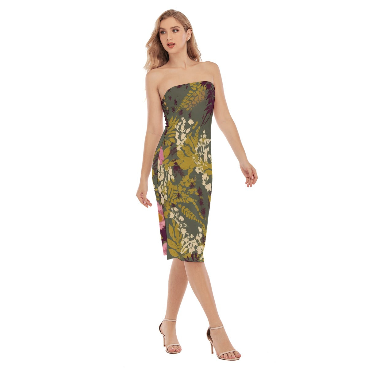 All-Over Print Women's Side Split Tube Top Dress