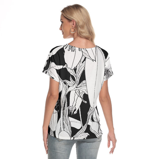 All-Over Print Women's Loose V-neck Short Sleeve T-shirt