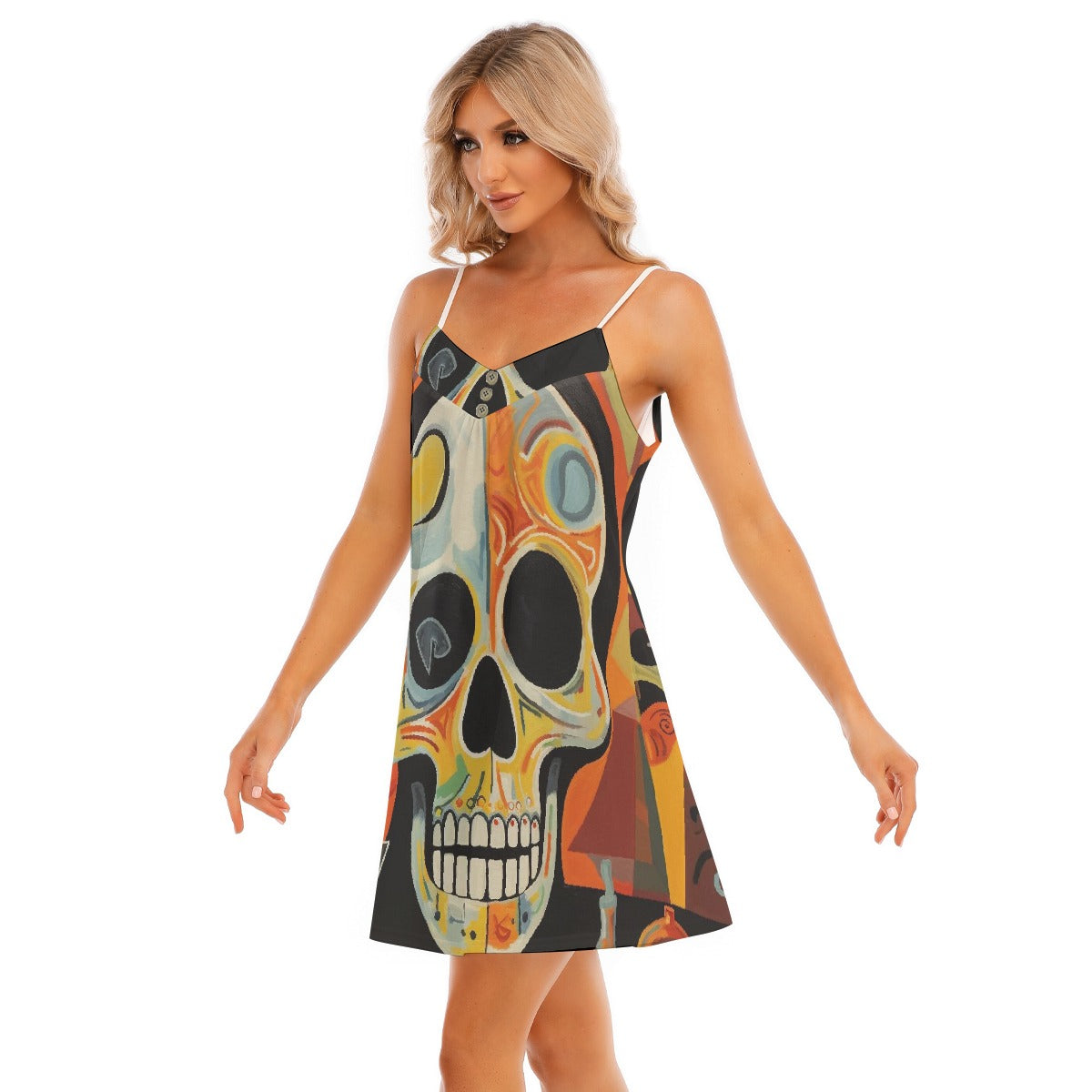 All-Over Print Women's V-neck Cami Dress