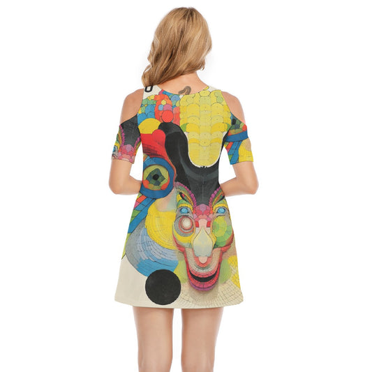 All-Over Print Women's Cold Shoulder Dress | 190GSM Cotton