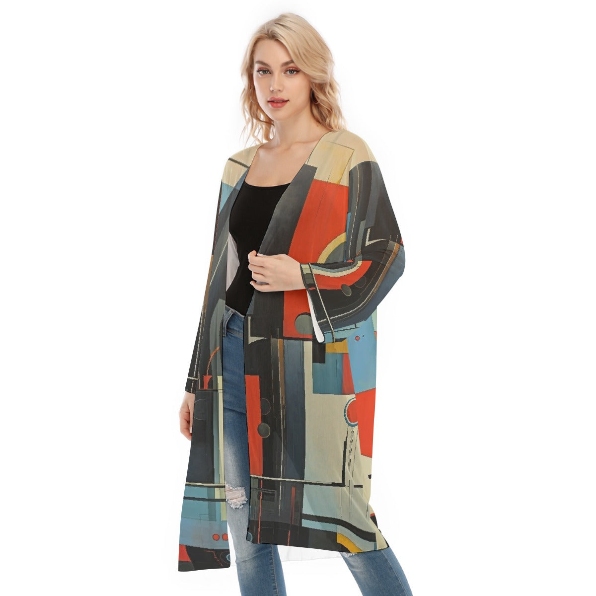 All- Over Print Women's Long Sleeve Mesh Cardigan