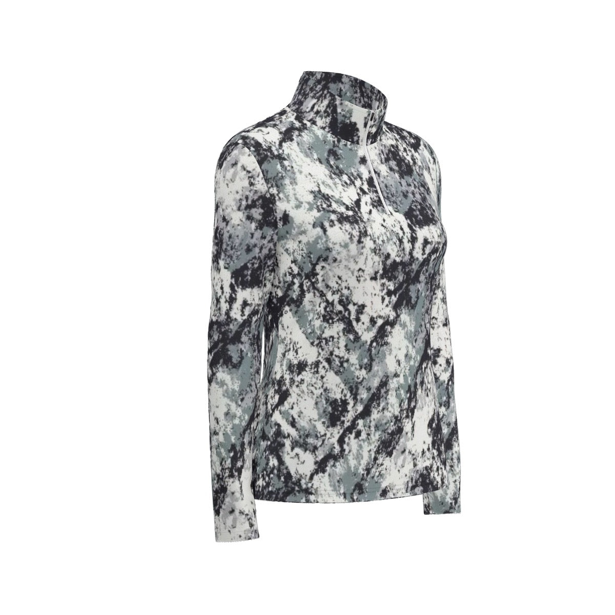 All-Over Print Women's Sports Collar Jersey With Long Sleeve