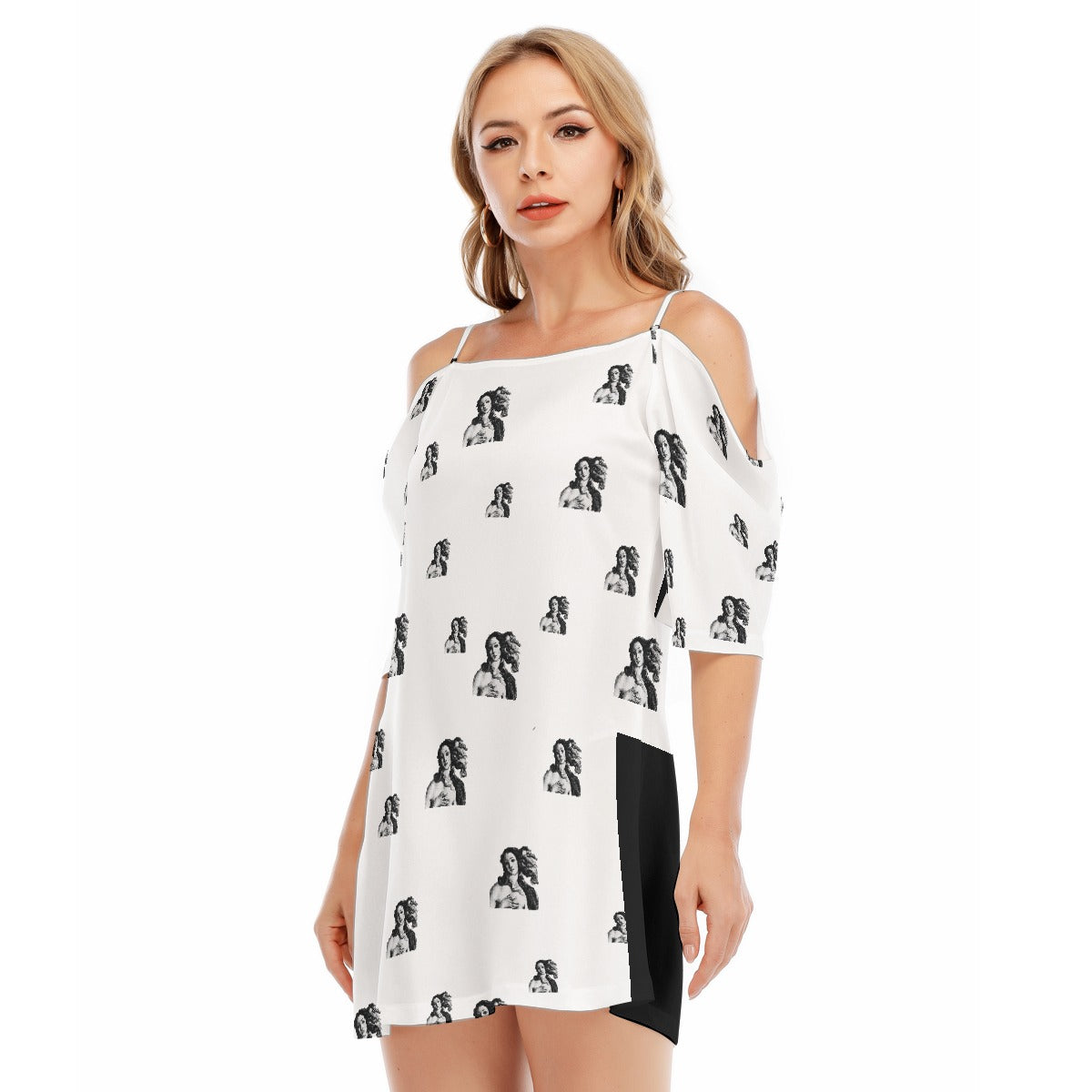 All-Over Print Women's Off-shoulder Cami Dress