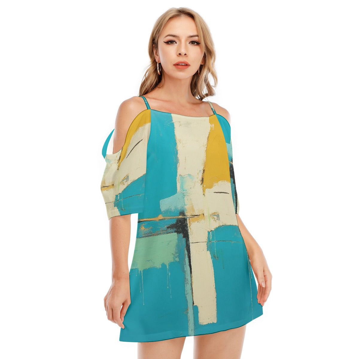 All-Over Print Women's Off-shoulder Cami Dress