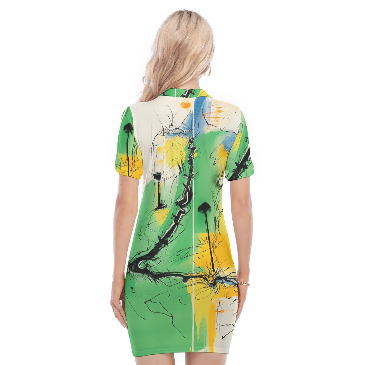 All-Over Print Women's Polo Collar Dress