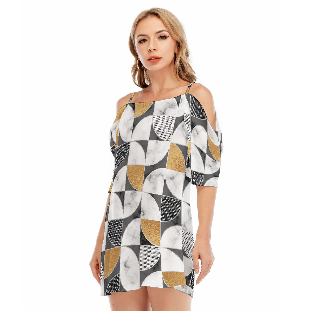 All-Over Print Women's Off-shoulder Cami Dress