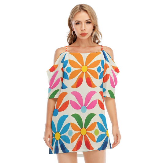 All-Over Print Women's Off-shoulder Cami Dress