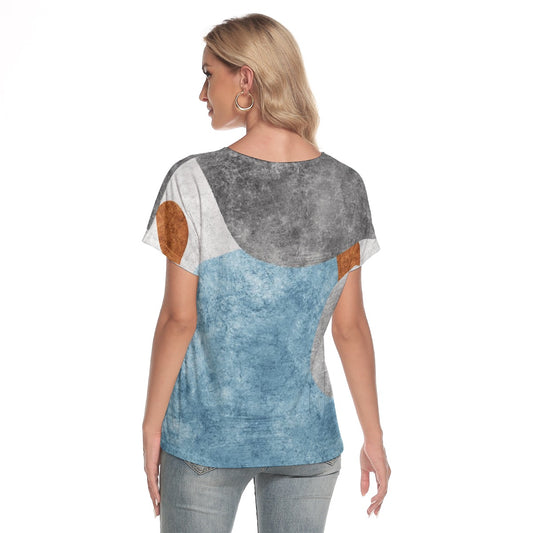 All-Over Print Women's Loose V-neck Short Sleeve T-shirt