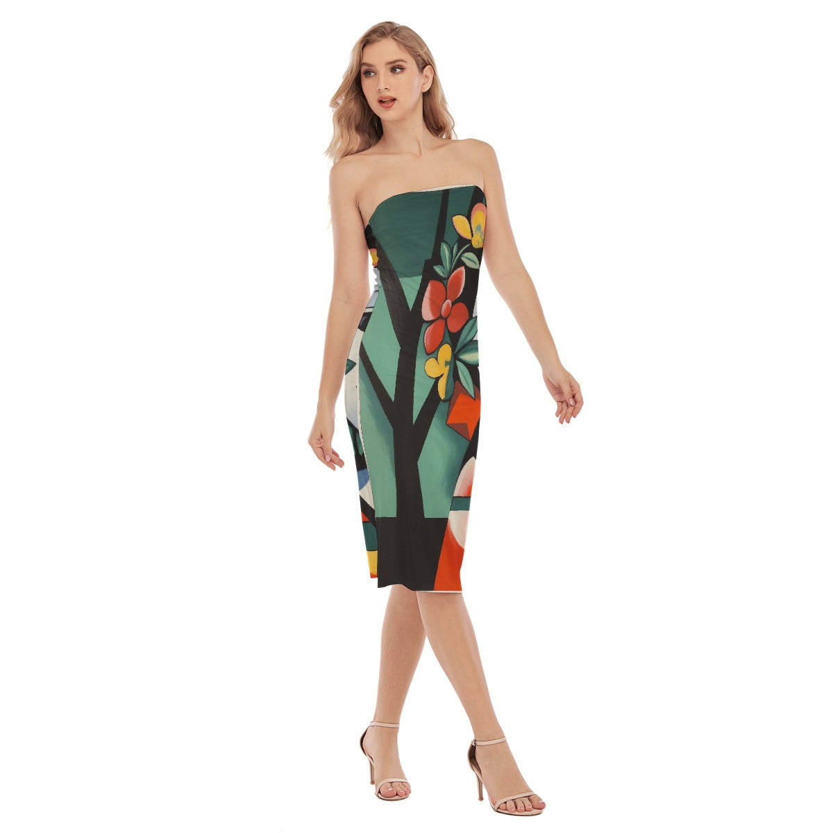 All-Over Print Women's Side Split Tube Top Dress