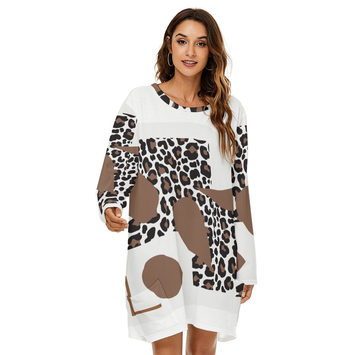 All-Over Print  Women's Loose Crew Neck Dress